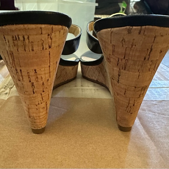 Michael Kors Black Leather Wedges - Picture 3 of 5